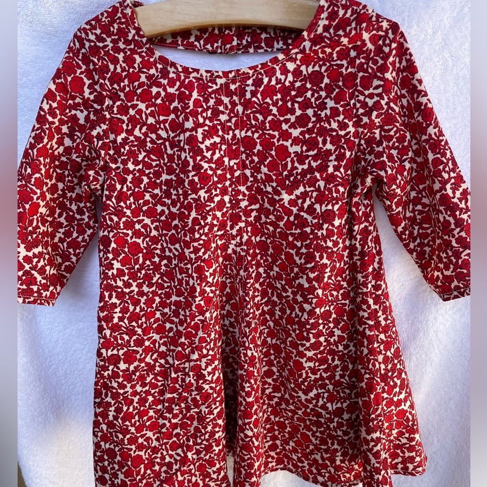 Red and white Floral Polyester Dress Old Navy